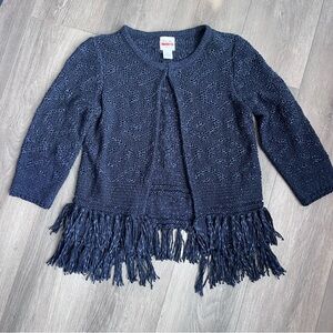 Ruby Rd. Favorites Dark Blue Fringe Cape Sweater PL